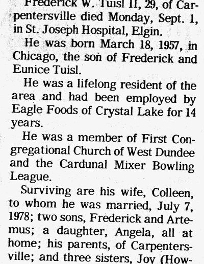 Fred Tuisl Obituary